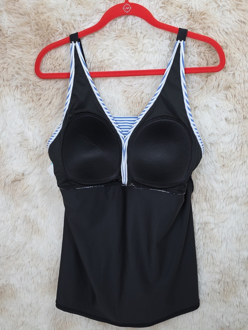 Septangle Size 16 Blue Stripe Tankini Swim Top Tummy Control - Picture 5 of 10